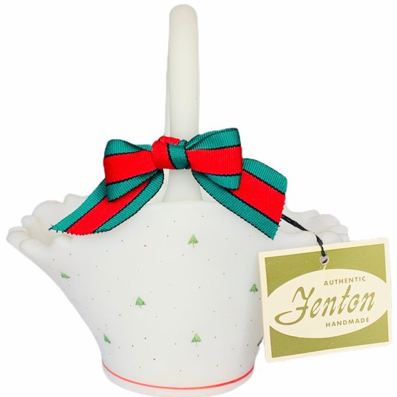 Fenton Christmas basket glass signed decor holiday